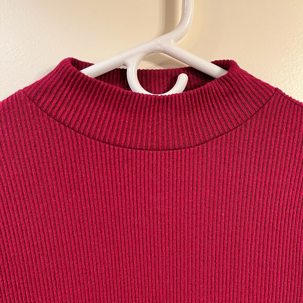 Express Mock Neck Ribbed Long Sleeve Mini Dress - Size Small - Picture 2 of 10